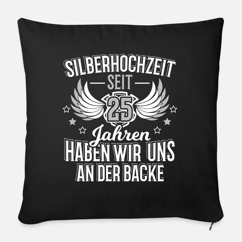 Silberhochzeit 25 Jahre Ehe Geschenk - Sofakissenbezug 45 x 45 cm - Schwarz