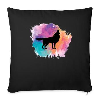 Loup chien loup loups sauvage forêt animaux - Housse de coussin décorative 45 x 45 cm - noir - Devant