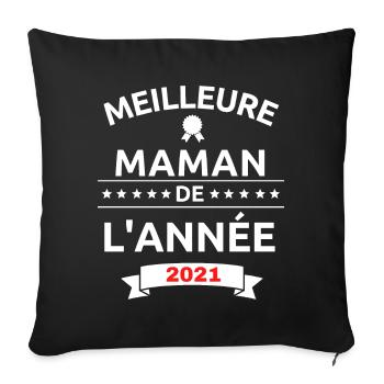 Meilleure maman de l'année 2021 - Housse de coussin décorative 45 x 45 cm - noir - Devant