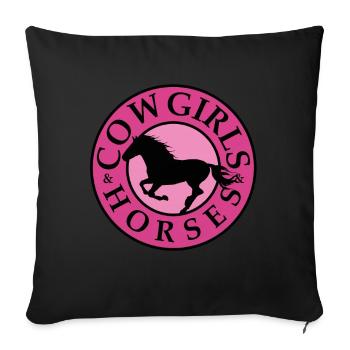 Pferd Pferde Herz Reiten Mädchen Frauen Geschenk - Sofakissenbezug 45 x 45 cm - Schwarz - Vorne