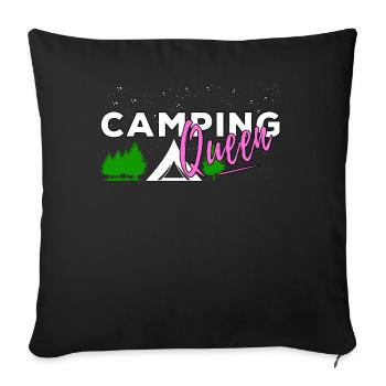 Lustige Camping Sprüche Camping Queen Outdoor - Sofakissenbezug 45 x 45 cm - Schwarz - Vorne