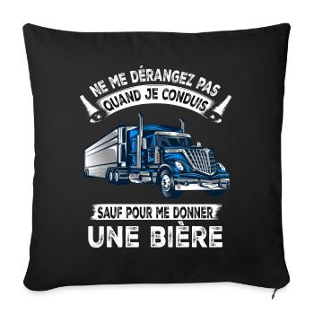 Camion ,Chauffeur routier, Cadeau pour routier - Housse de coussin décorative 45 x 45 cm - noir - Devant