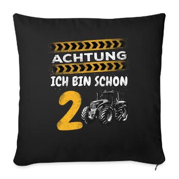 2 Geburtstag Tracktor 2 Jahre Kindergeburtstag - Sofakissenbezug 45 x 45 cm - Schwarz - Vorne
