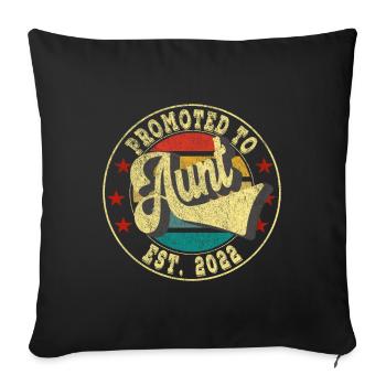Promoted To Aunt 2022 Pregnancy Announcement Funny - Sofakissenbezug 45 x 45 cm - Schwarz - Vorne