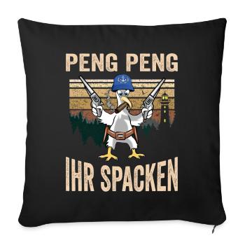 Moinsen Moin Peng Peng ihr Spacken Moin Möwe Digga - Sofakissenbezug 45 x 45 cm - Schwarz - Vorne