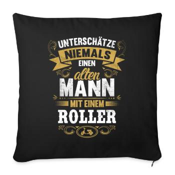 Roller Motorrad Bike Stunt Tuning Mann Vintage - Sofakissenbezug 45 x 45 cm - Schwarz - Vorne