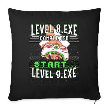 9ème anniversaire d’enfant niveau 8.exe Gaming 9 ans - Housse de coussin décorative 45 x 45 cm - noir - Devant