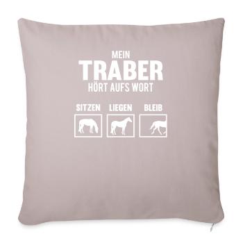 Mein Traber hört aufs Wort Pferd Reiter - Sofakissenbezug 45 x 45 cm - helles Taupe - Vorne