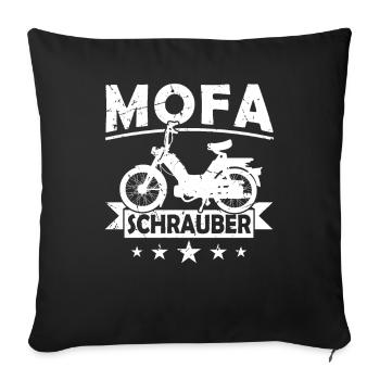Mofa Schrauber Moped Mofafahrer Zweitakter Tüftler - Sofakissenbezug 45 x 45 cm - Schwarz - Vorne