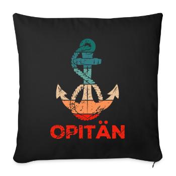 Opa Kapitän Motorboot Segeln Segelboot Retro - Sofakissenbezug 45 x 45 cm - Schwarz - Vorne