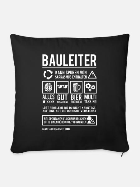 Bauleiter Spruch Handwerker Lustig Hausbauer - Sofakissenbezug 45 x 45 cm - Schwarz