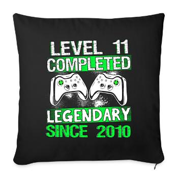 Kids Level 11 Years Gaming Birthday Gamer - Sofa pillowcase 17,3'' x 17,3'' (45 x 45 cm) - black - Front