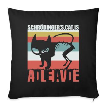 Schrödinger's cat is dead alive - Sofa pillowcase 17,3'' x 17,3'' (45 x 45 cm) - black - Front