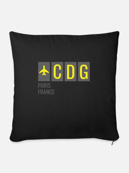 CDG Paris Frankreich Flughafen Code - Sofakissenbezug 45 x 45 cm - Schwarz
