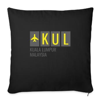 KUL Kuala Lumpur Malaysia Flughafen Code - Sofakissenbezug 45 x 45 cm - Schwarz - Vorne