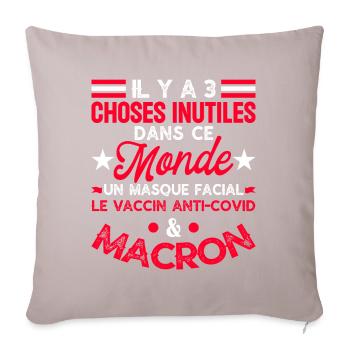 Anti-MACRON anti pass sanitaire anti vaccination - Housse de coussin décorative 45 x 45 cm - taupe clair - Devant