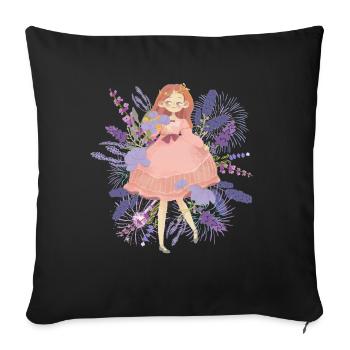jolie fille avec la lavande - Housse de coussin décorative 45 x 45 cm - noir - Devant