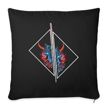 Japon Anime Masque Design Samurai Oni Monster - Housse de coussin décorative 45 x 45 cm - noir - Devant