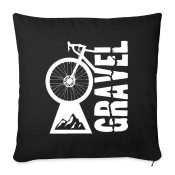 Gravel bike design with wheel and mountain motif - Sofa pillowcase 17,3'' x 17,3'' (45 x 45 cm) - black - Front