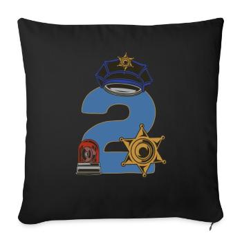 Je suis policier de la fête d’anniversaire d’un enfant depuis 2 ans - Housse de coussin décorative 45 x 45 cm - noir - Devant