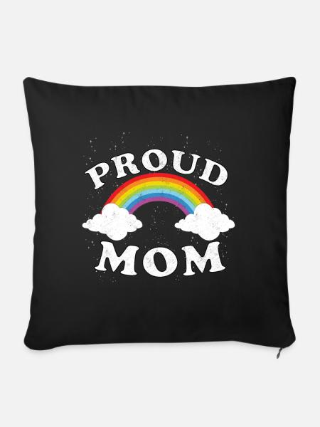 LGBTQ Sprüche Regenbogen Proud Mom LGBTQIA - Sofakissenbezug 45 x 45 cm - Schwarz