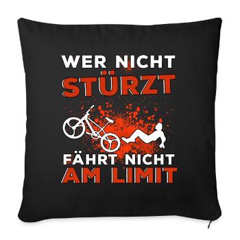 Lustige Fahrrad Sprüche Radsport Fahrradfahrer MTB - Sofakissenbezug 45 x 45 cm - Schwarz - Vorne