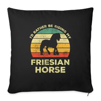 C’est drôle que je préfère monter mon cheval frison - Housse de coussin décorative 45 x 45 cm - noir - Devant