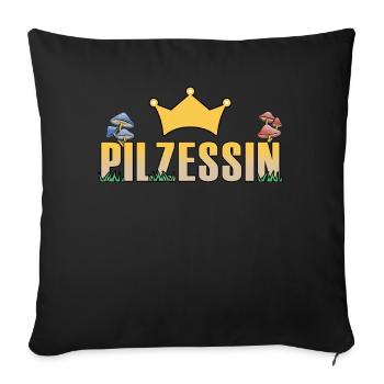 Lustige Pilzsammler Sprüche Pilze sammeln - Sofakissenbezug 45 x 45 cm - Schwarz - Vorne