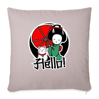 Japanese cat and women are friends - Sofa pillowcase 17,3'' x 17,3'' (45 x 45 cm) - light taupe - Front