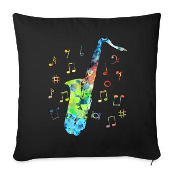 Bunt Saxophon-Musiker Saxophon Jazzmusik - Sofakissenbezug 45 x 45 cm - Schwarz - Vorne