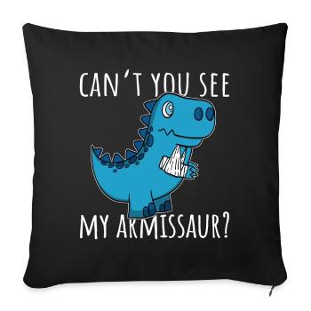 Dinosaurier gebrochener Arm Gute Besserung - Sofakissenbezug 45 x 45 cm - Schwarz - Vorne