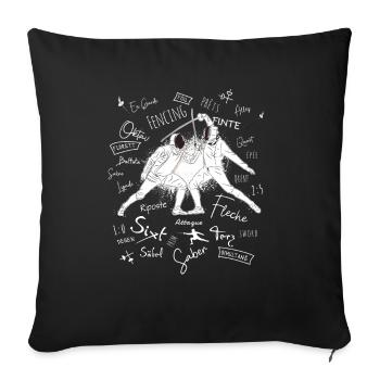 Fechten Begriffe Training Geschenk - Sofakissenbezug 45 x 45 cm - Schwarz - Vorne