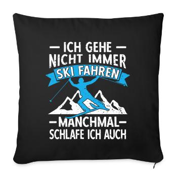 Alter Mann auf Skiern Ski Fahren Lustige Skifahrer - Sofakissenbezug 45 x 45 cm - Schwarz - Vorne