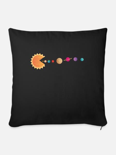 Funny Sun Planets Outer Space Galaxy Solar System - Sofakissenbezug 45 x 45 cm - Schwarz