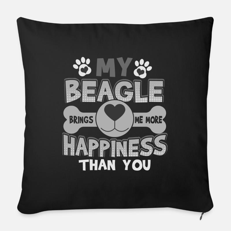Mein Beagle bringt mehr Glück als du Beagle - Sofakissenbezug 45 x 45 cm - Schwarz