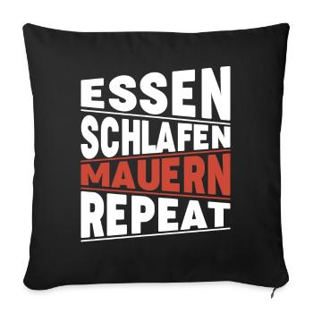 Essen schlafen Mauern Repeat - Sofakissenbezug 45 x 45 cm - Schwarz - Vorne