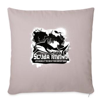 Plongée sous-marine Shark Reef Fin de la zone de confort - Housse de coussin décorative 45 x 45 cm - taupe clair - Devant