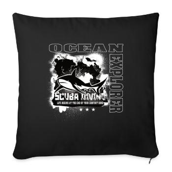 Ocean Explorer Scuba Diving Shark Reef - Sofa pillowcase 17,3'' x 17,3'' (45 x 45 cm) - black - Front
