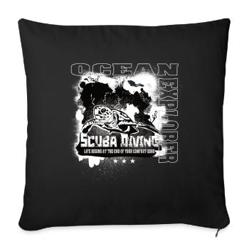 Ocean Explorer Scuba Diving Turtle Reef - Sofa pillowcase 17,3'' x 17,3'' (45 x 45 cm) - black - Front