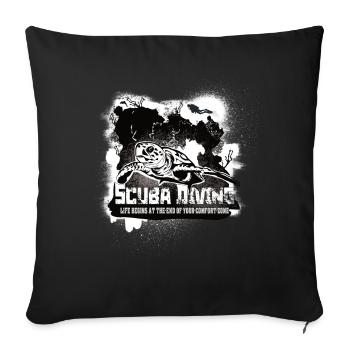 Scuba Diving Turtle Reef End of the Comfort Zone - Sofa pillowcase 17,3'' x 17,3'' (45 x 45 cm) - black - Front