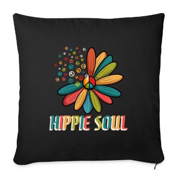 Peace Love Happy Soul Flowers - Sofa pillowcase 17,3'' x 17,3'' (45 x 45 cm) - black - Front