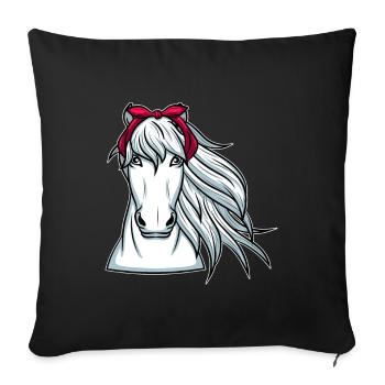 Cheval blanc avec chevaux bandana - Housse de coussin décorative 45 x 45 cm - noir - Devant