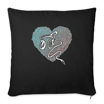 Un cœur pour la musique pour les musiciens DJ - Housse de coussin décorative 45 x 45 cm - noir - Devant