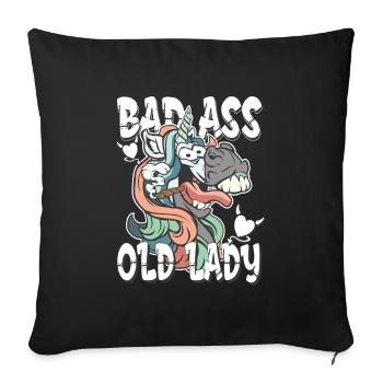 bad ass old lady - crazy unicorn unicorn - Sofa pillowcase 17,3'' x 17,3'' (45 x 45 cm) - black - Front