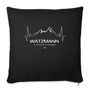 Watzmann Mountain Heartbeat ECG Frequency Pulse - Sofa pillowcase 17,3'' x 17,3'' (45 x 45 cm) - black - Front