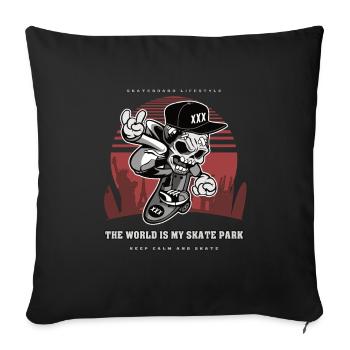 The World is my Skate park Skater Skull Gift - Sofa pillowcase 17,3'' x 17,3'' (45 x 45 cm) - black - Front