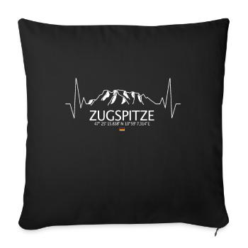 Zugspitze Mountain Heartbeat ECG Frequency Pulse - Sofa pillowcase 17,3'' x 17,3'' (45 x 45 cm) - black - Front