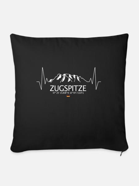 Zugspitze Berg Herzschlag EKG Frequenz Puls - Sofakissenbezug 45 x 45 cm - Schwarz