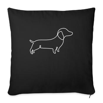 Conception à ligne unique - Teckel - Housse de coussin décorative 45 x 45 cm - noir - Devant