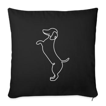 Conception à ligne unique - Teckel - Housse de coussin décorative 45 x 45 cm - noir - Devant